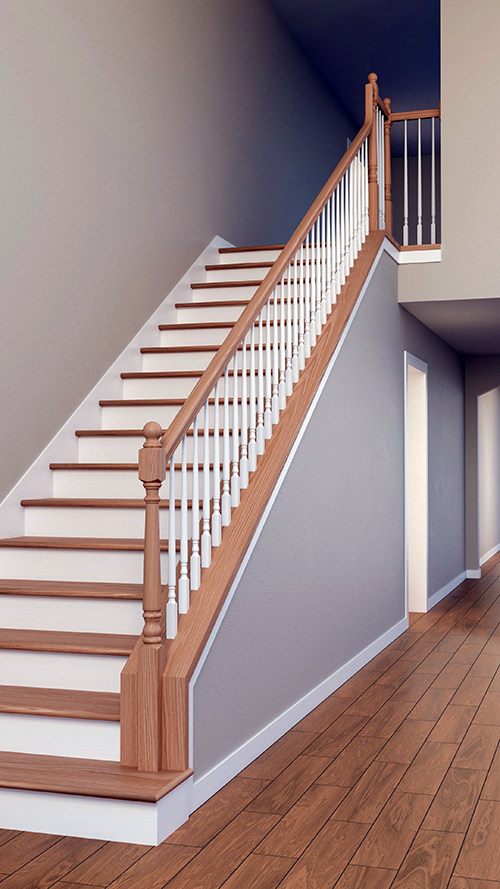 Full 1 side open staircase in traditional design style
